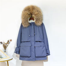 Load image into Gallery viewer, Warm Winter Jacket Women Large Natural Fox Fur White Duck Down Coat - foxberryparkproducts
