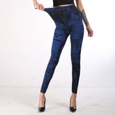 INITIALDREAM 2020 Imitation Cowboy Printed Leggings Women High Waist Slim Elastic Pencil Pants Plus Size 3XL Sexy Jeans Leggings - foxberryparkproducts
