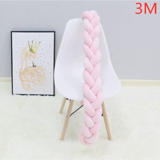 1M/2M/3M/4M Baby Bumper Bed Braid Knot Pillow Cushion Bumper - foxberryparkproducts