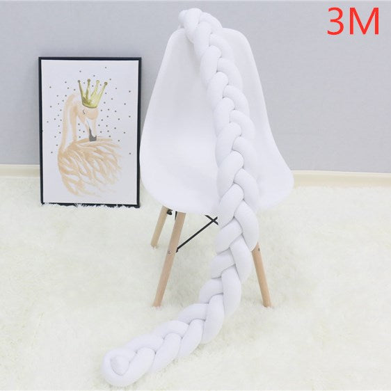 1M/2M/3M/4M Baby Bumper Bed Braid Knot Pillow Cushion Bumper - foxberryparkproducts