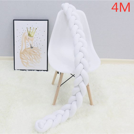 1M/2M/3M/4M Baby Bumper Bed Braid Knot Pillow Cushion Bumper - foxberryparkproducts