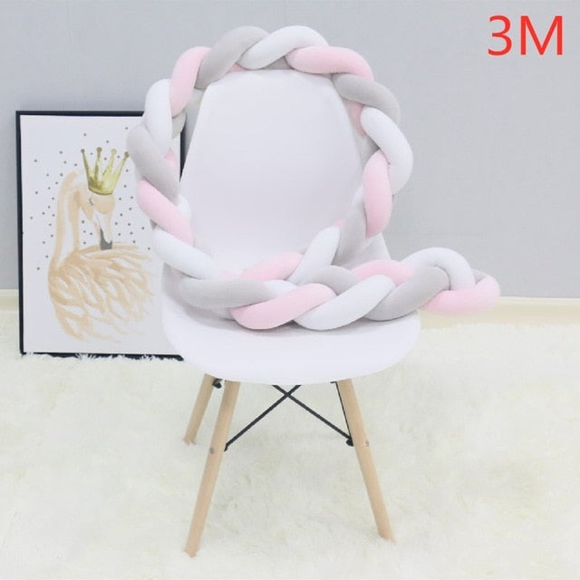 1M/2M/3M/4M Baby Bumper Bed Braid Knot Pillow Cushion Bumper - foxberryparkproducts