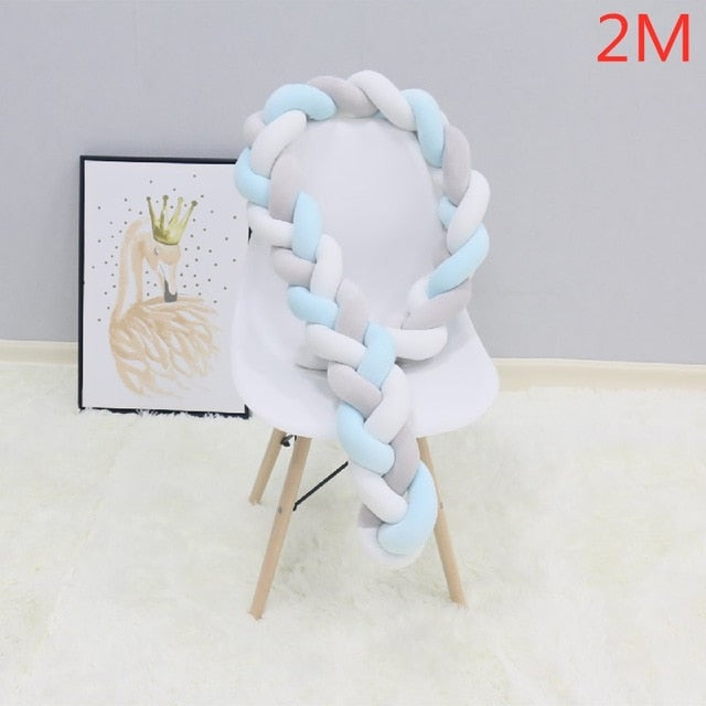 1M/2M/3M/4M Baby Bumper Bed Braid Knot Pillow Cushion Bumper - foxberryparkproducts