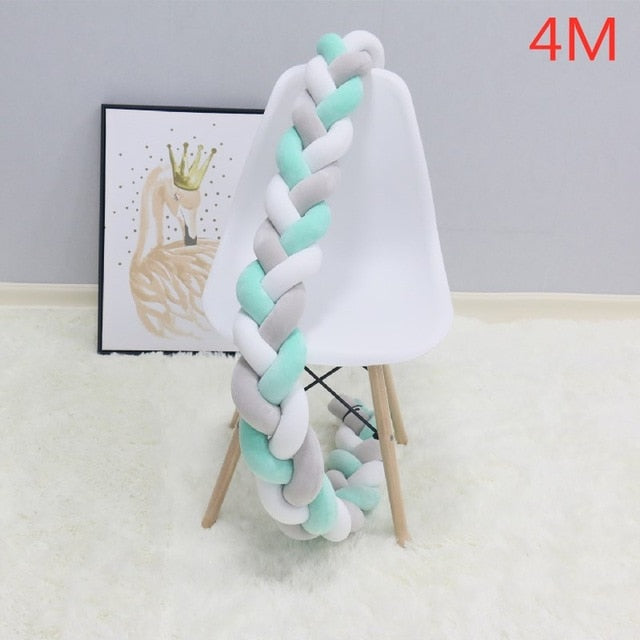 1M/2M/3M/4M Baby Bumper Bed Braid Knot Pillow Cushion Bumper - foxberryparkproducts