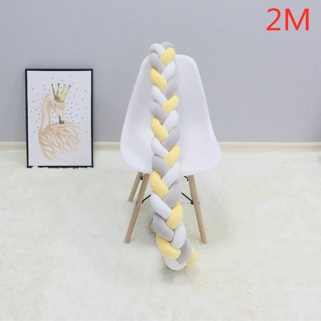 1M/2M/3M/4M Baby Bumper Bed Braid Knot Pillow Cushion Bumper - foxberryparkproducts