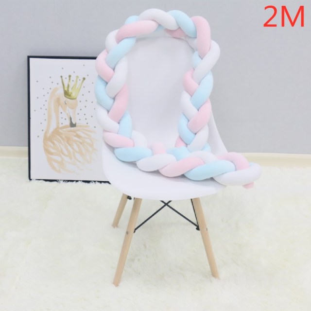 1M/2M/3M/4M Baby Bumper Bed Braid Knot Pillow Cushion Bumper - foxberryparkproducts