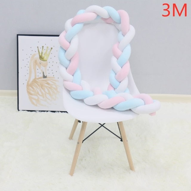 1M/2M/3M/4M Baby Bumper Bed Braid Knot Pillow Cushion Bumper - foxberryparkproducts