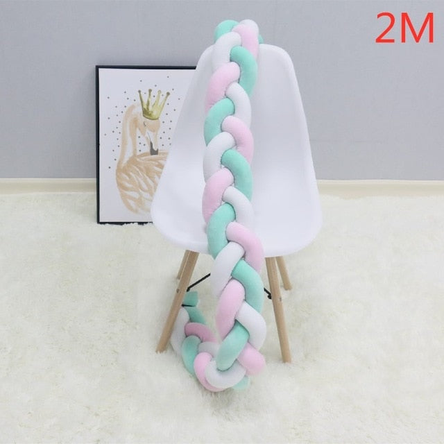 1M/2M/3M/4M Baby Bumper Bed Braid Knot Pillow Cushion Bumper - foxberryparkproducts
