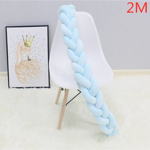 1M/2M/3M/4M Baby Bumper Bed Braid Knot Pillow Cushion Bumper - foxberryparkproducts