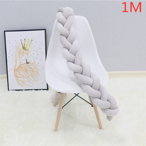 1M/2M/3M/4M Baby Bumper Bed Braid Knot Pillow Cushion Bumper - foxberryparkproducts