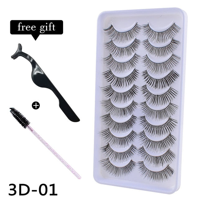 10Pairs 3D Mink Eyelashes Makeup Natural Long False Eyelashes Dramatic Lashes Extension HandMade Fake Eyelash maquiagem - foxberryparkproducts