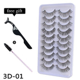 10Pairs 3D Mink Eyelashes Makeup Natural Long False Eyelashes Dramatic Lashes Extension HandMade Fake Eyelash maquiagem - foxberryparkproducts