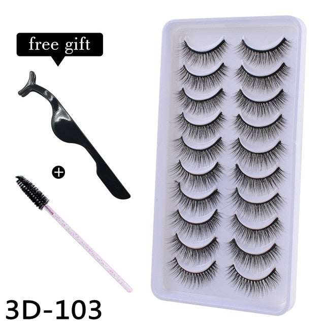 10Pairs 3D Mink Eyelashes Makeup Natural Long False Eyelashes Dramatic Lashes Extension HandMade Fake Eyelash maquiagem - foxberryparkproducts