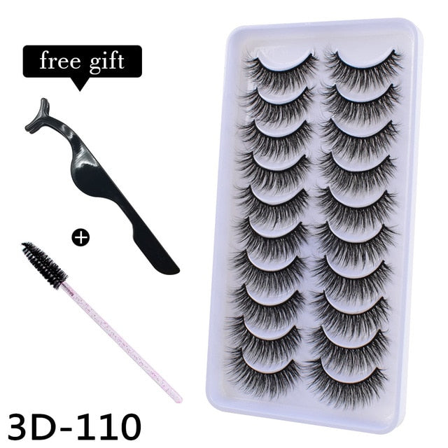 10Pairs 3D Mink Eyelashes Makeup Natural Long False Eyelashes Dramatic Lashes Extension HandMade Fake Eyelash maquiagem - foxberryparkproducts
