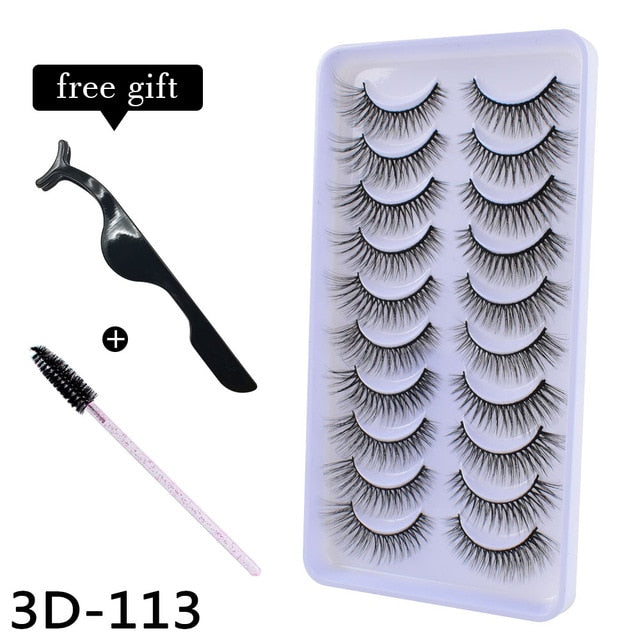 10Pairs 3D Mink Eyelashes Makeup Natural Long False Eyelashes Dramatic Lashes Extension HandMade Fake Eyelash maquiagem - foxberryparkproducts