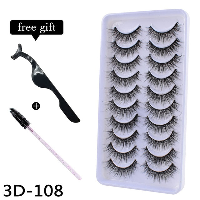 10Pairs 3D Mink Eyelashes Makeup Natural Long False Eyelashes Dramatic Lashes Extension HandMade Fake Eyelash maquiagem - foxberryparkproducts
