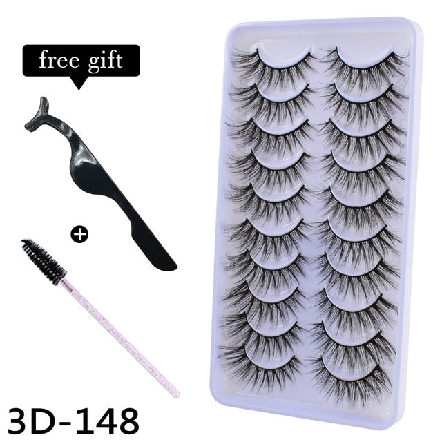 10Pairs 3D Mink Eyelashes Makeup Natural Long False Eyelashes Dramatic Lashes Extension HandMade Fake Eyelash maquiagem - foxberryparkproducts