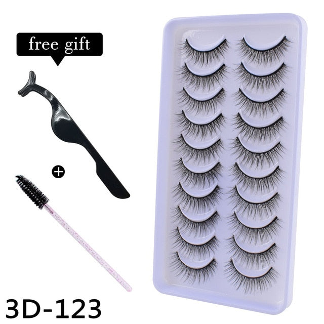 10Pairs 3D Mink Eyelashes Makeup Natural Long False Eyelashes Dramatic Lashes Extension HandMade Fake Eyelash maquiagem - foxberryparkproducts