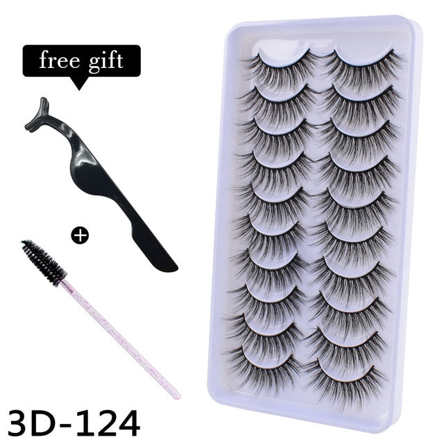 10Pairs 3D Mink Eyelashes Makeup Natural Long False Eyelashes Dramatic Lashes Extension HandMade Fake Eyelash maquiagem - foxberryparkproducts