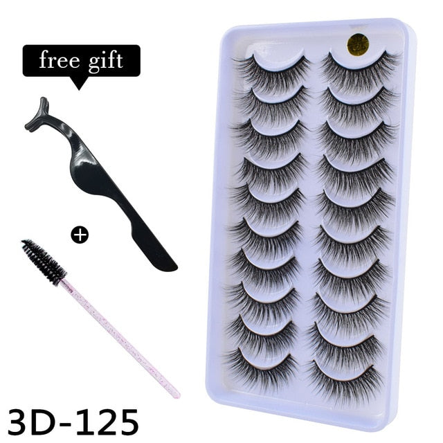 10Pairs 3D Mink Eyelashes Makeup Natural Long False Eyelashes Dramatic Lashes Extension HandMade Fake Eyelash maquiagem - foxberryparkproducts
