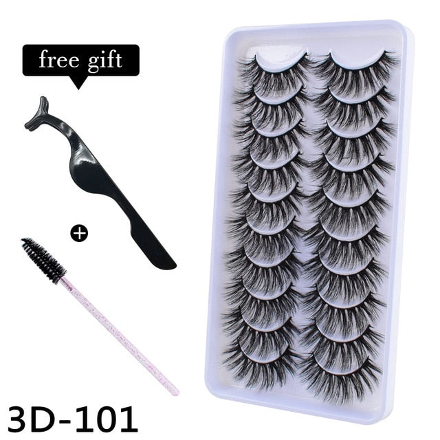 10Pairs 3D Mink Eyelashes Makeup Natural Long False Eyelashes Dramatic Lashes Extension HandMade Fake Eyelash maquiagem - foxberryparkproducts