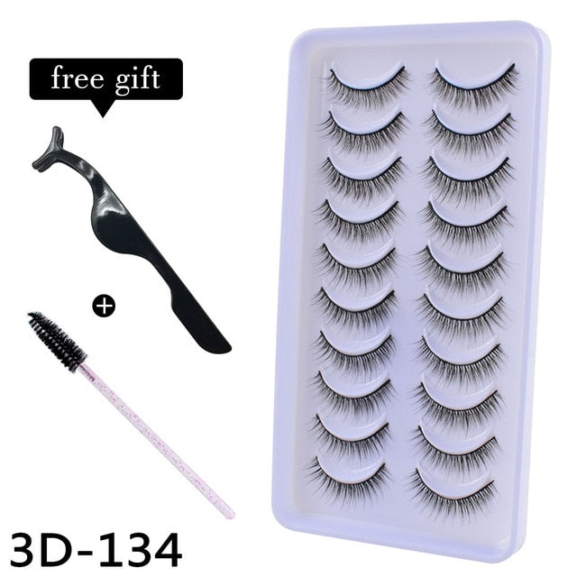 10Pairs 3D Mink Eyelashes Makeup Natural Long False Eyelashes Dramatic Lashes Extension HandMade Fake Eyelash maquiagem - foxberryparkproducts