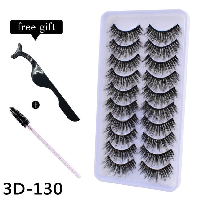 10Pairs 3D Mink Eyelashes Makeup Natural Long False Eyelashes Dramatic Lashes Extension HandMade Fake Eyelash maquiagem - foxberryparkproducts