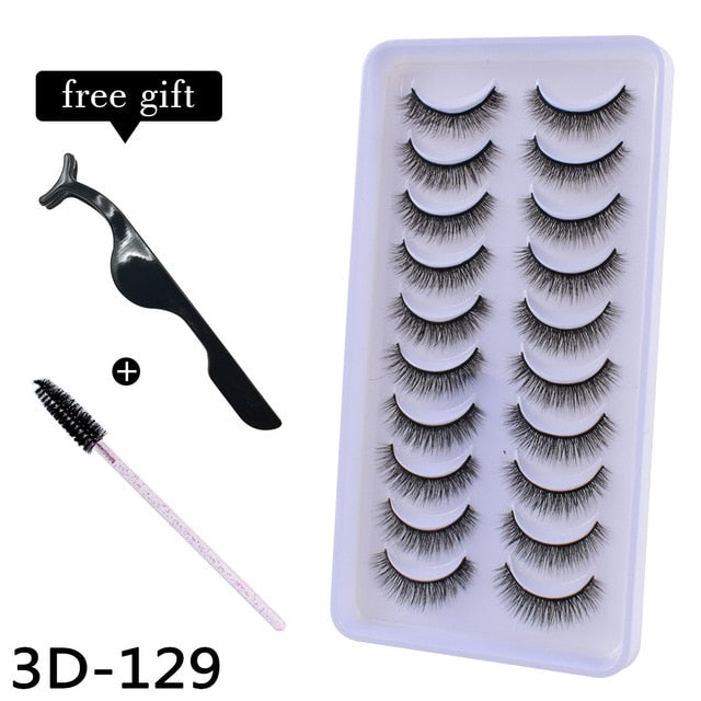 10Pairs 3D Mink Eyelashes Makeup Natural Long False Eyelashes Dramatic Lashes Extension HandMade Fake Eyelash maquiagem - foxberryparkproducts