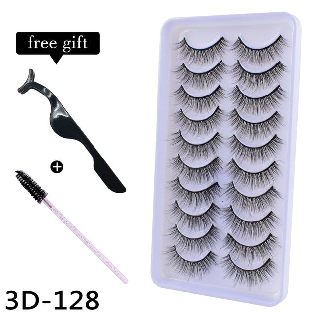 10Pairs 3D Mink Eyelashes Makeup Natural Long False Eyelashes Dramatic Lashes Extension HandMade Fake Eyelash maquiagem - foxberryparkproducts