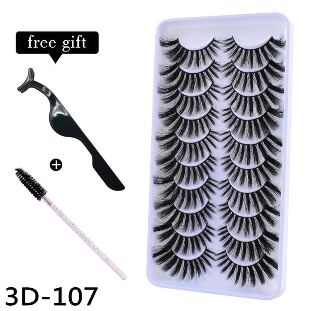 10Pairs 3D Mink Eyelashes Makeup Natural Long False Eyelashes Dramatic Lashes Extension HandMade Fake Eyelash maquiagem - foxberryparkproducts