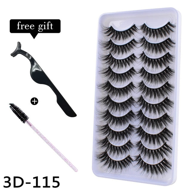 10Pairs 3D Mink Eyelashes Makeup Natural Long False Eyelashes Dramatic Lashes Extension HandMade Fake Eyelash maquiagem - foxberryparkproducts