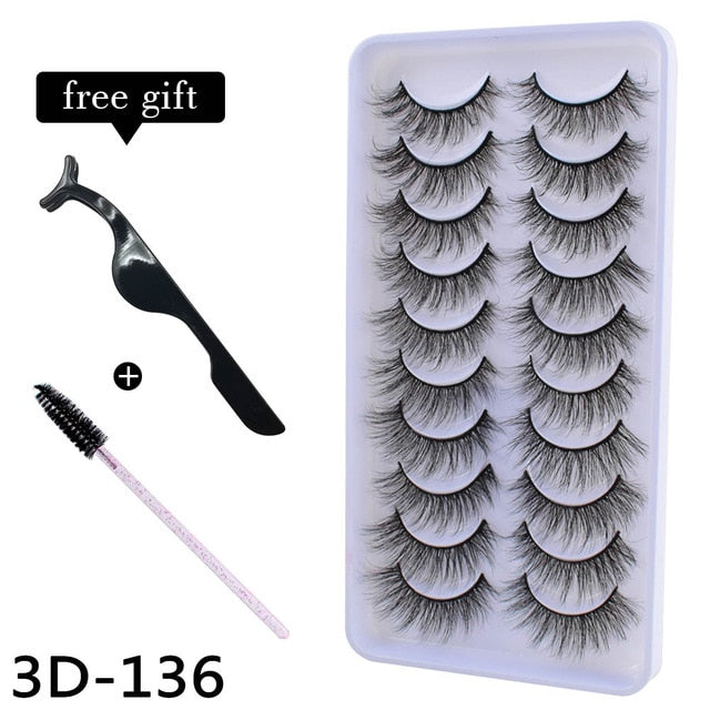 10Pairs 3D Mink Eyelashes Makeup Natural Long False Eyelashes Dramatic Lashes Extension HandMade Fake Eyelash maquiagem - foxberryparkproducts