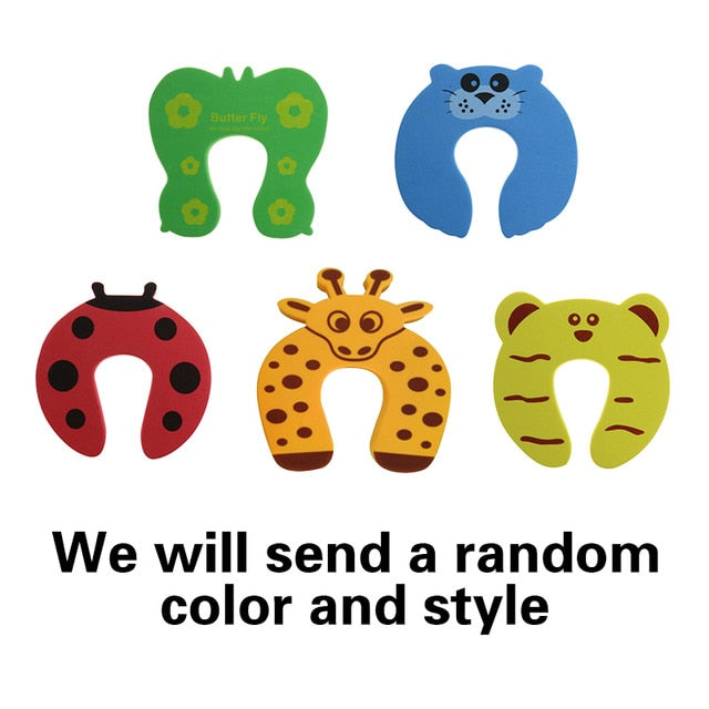 5Pcs/Lot Protection Baby Safety Cute Animal Security Door Stopper Baby Card Lock Newborn Care Child Finger Protector - foxberryparkproducts