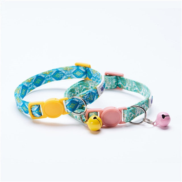 UFBemo 2pcs Pack Cat Personalized Breakaway with Bell Necklace Collar Adjustable Pet Products ID tag for Small Dog Puppy - foxberryparkproducts