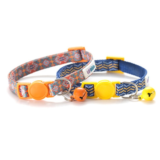 UFBemo 2pcs Pack Cat Personalized Breakaway with Bell Necklace Collar Adjustable Pet Products ID tag for Small Dog Puppy - foxberryparkproducts