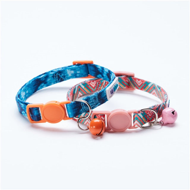 UFBemo 2pcs Pack Cat Personalized Breakaway with Bell Necklace Collar Adjustable Pet Products ID tag for Small Dog Puppy - foxberryparkproducts