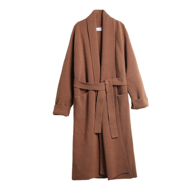 LANMREM 2021 Alpaca Knit Cardigan Jacket Women Autumn And Winter - foxberryparkproducts