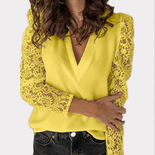 Load image into Gallery viewer, Gifts Blouse V-neck Lace Hollow Out Long Sleeve Office        ID A312 - 3101 - foxberryparkproducts
