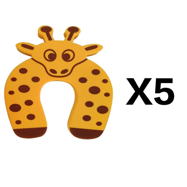 5Pcs/Lot Protection Baby Safety Cute Animal Security Door Stopper Baby Card Lock Newborn Care Child Finger Protector - foxberryparkproducts
