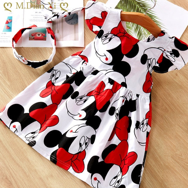 Baby Girls Dresses Summer Dresses  Kids Sleeveless Cute Umbrella Print O-neck A-line Dress - foxberryparkproducts
