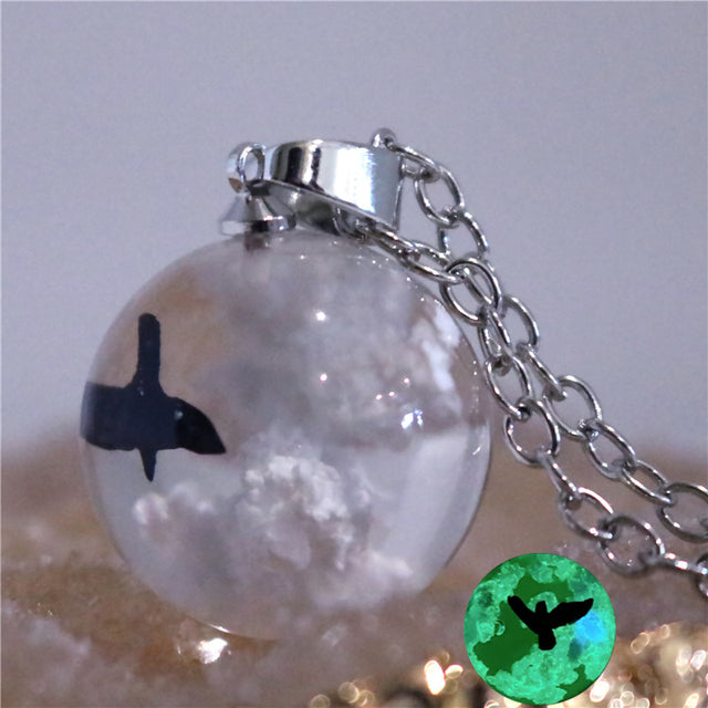 Chic Transparent Resin Rould Ball Moon Pendant Necklace - foxberryparkproducts
