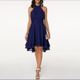 Solid Color Chiffon Party Slim Midi Dress - foxberryparkproducts