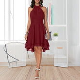 Solid Color Chiffon Party Slim Midi Dress - foxberryparkproducts