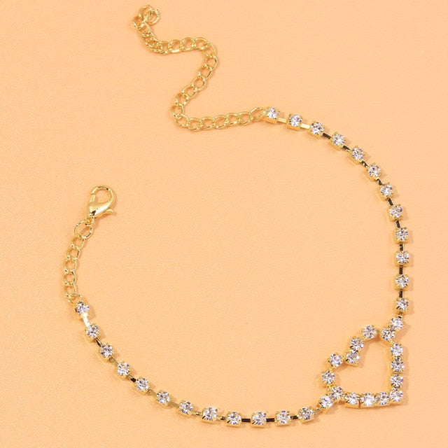 Anklet-Bracelet  Fashion Heart Rhinestone           ID A114 - 1140 - foxberryparkproducts