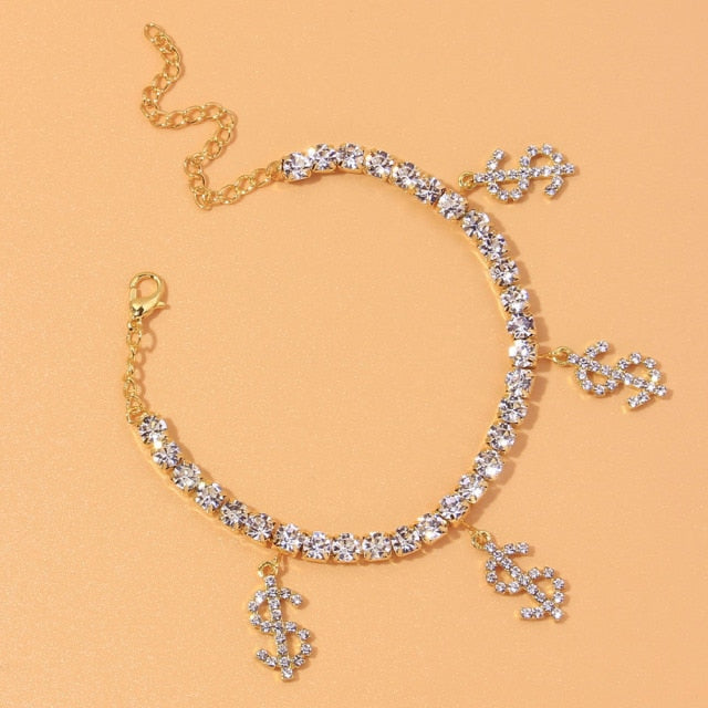 Anklet-Bracelet  Fashion Heart Rhinestone           ID A114 - 1140 - foxberryparkproducts