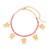Anklet-Bracelet  INS Fashion Butterfly anklet Rhinestone Tennis Chain  ID A114 - 1136 - foxberryparkproducts