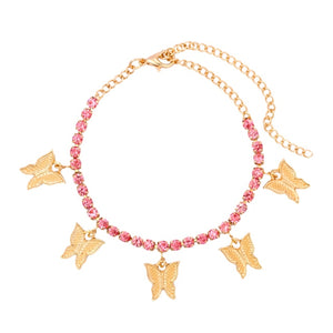 Anklet-Bracelet  INS Fashion Butterfly anklet Rhinestone Tennis Chain  ID A114 - 1136 - foxberryparkproducts