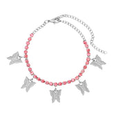 Anklet-Bracelet  INS Fashion Butterfly anklet Rhinestone Tennis Chain  ID A114 - 1136 - foxberryparkproducts