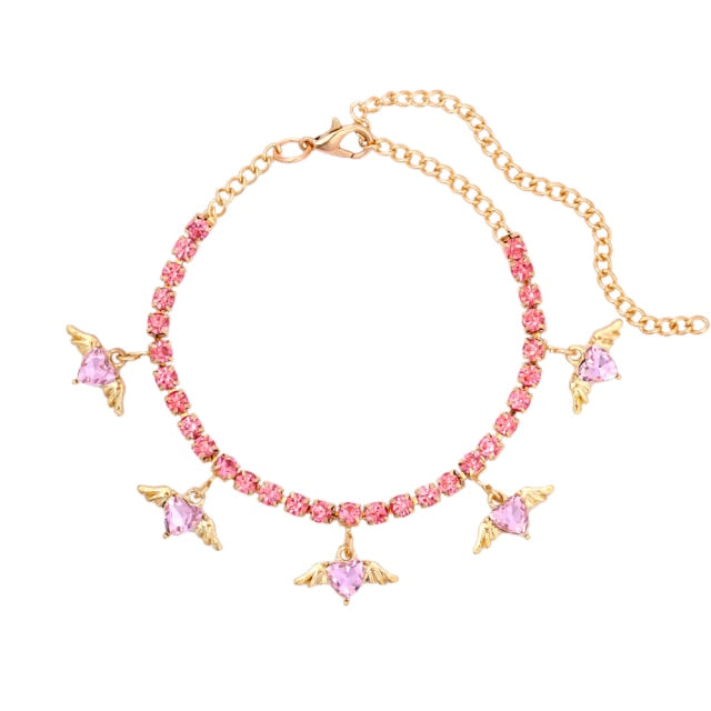 Anklet-Bracelet  INS Fashion Butterfly anklet Rhinestone Tennis Chain  ID A114 - 1136 - foxberryparkproducts