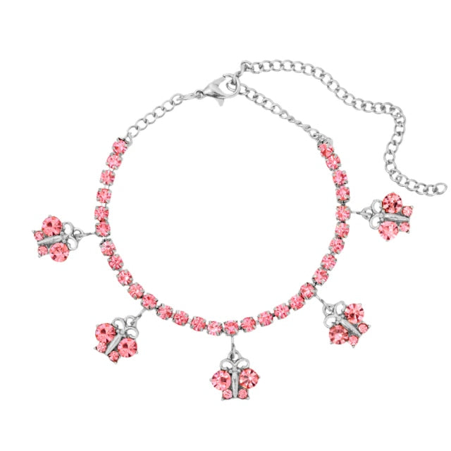 Anklet-Bracelet  INS Fashion Butterfly anklet Rhinestone Tennis Chain  ID A114 - 1136 - foxberryparkproducts
